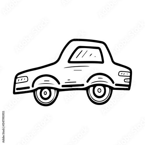 Passenger car hand drawn doodle vector. Transport, machine, vehicle. Technology. Auto trips. Illustration line art element.