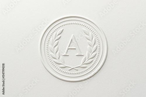 White embossed paper with seal, monogram and elegant luxury branding mockup
