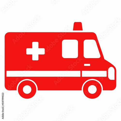 Ambulance Vehicle Silhouette Illustration on a Clean White Background Perfect for Emergency Services Healthcare and Transportation Design Projects