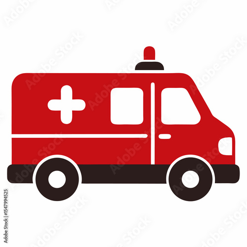 Ambulance Vehicle Silhouette on a White Background A Simple and Clean Design Element for Emergency Services and Healthcare Related Projects