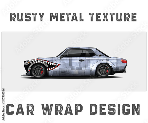 Rusty Metal Texture Car Wrap Design Side view