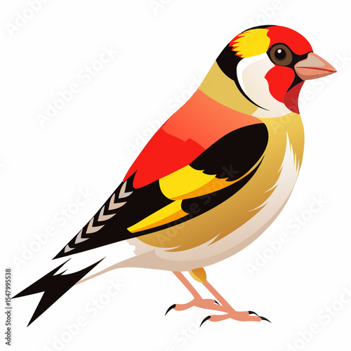 Small European Finch Vector Illustration – Bright Wild Bird in Nature Clipart