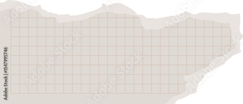 Torn piece of graph paper with jagged edge