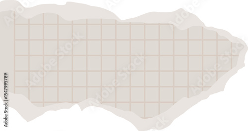 Torn piece of graph paper with irregular edges
