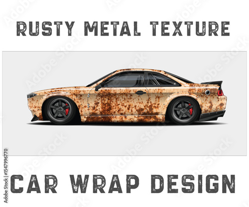 Rusty Metal Texture Car Wrap Design Sporty car