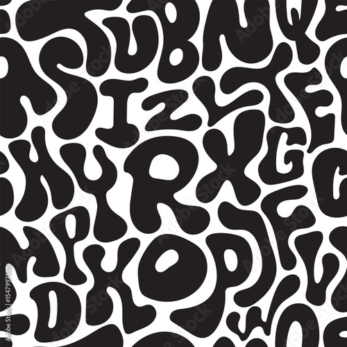 Groovy Bubble Alphabet Seamless Pattern