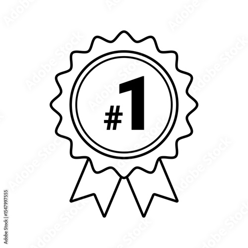 Number One Ribbon Outline Badge