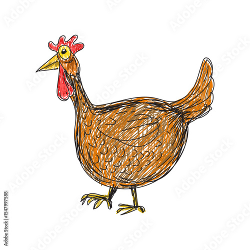 Rustic Farm Chicken Doodle Drawing