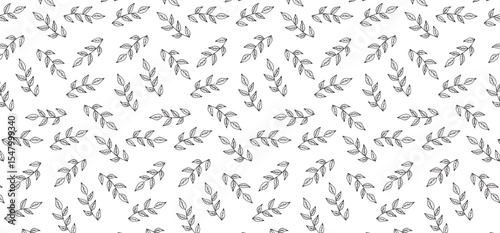Hand Drawing Floral Seamless Pattern - scatter pattern with leaf outline style