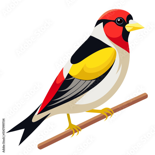 Eastern Goldfinch Vector Illustration – Perched Bird with Soft Natural Colors