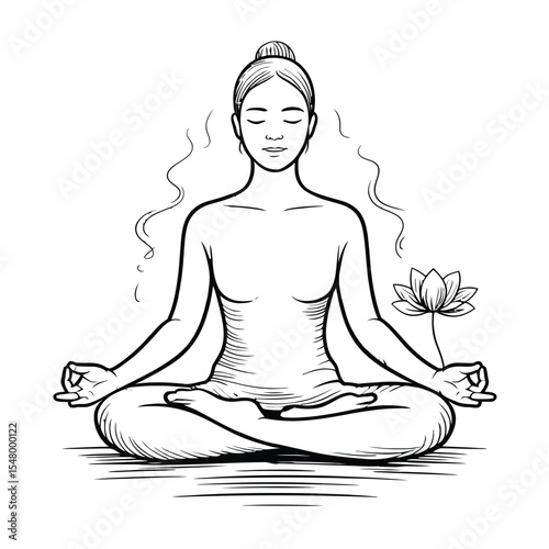  Mindful breathing guide sketch in black and white vector Mindful breathing guide sketch in black and white vector
