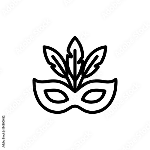 Carnival mask with feathers icon with transparent background symbolizing festive celebration, masquerade, and cultural tradition

