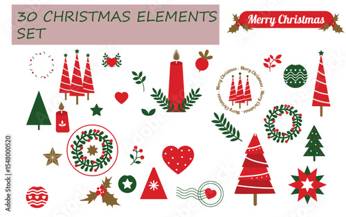 30 Christmas Elements Collection marry Christmas on 25 december 