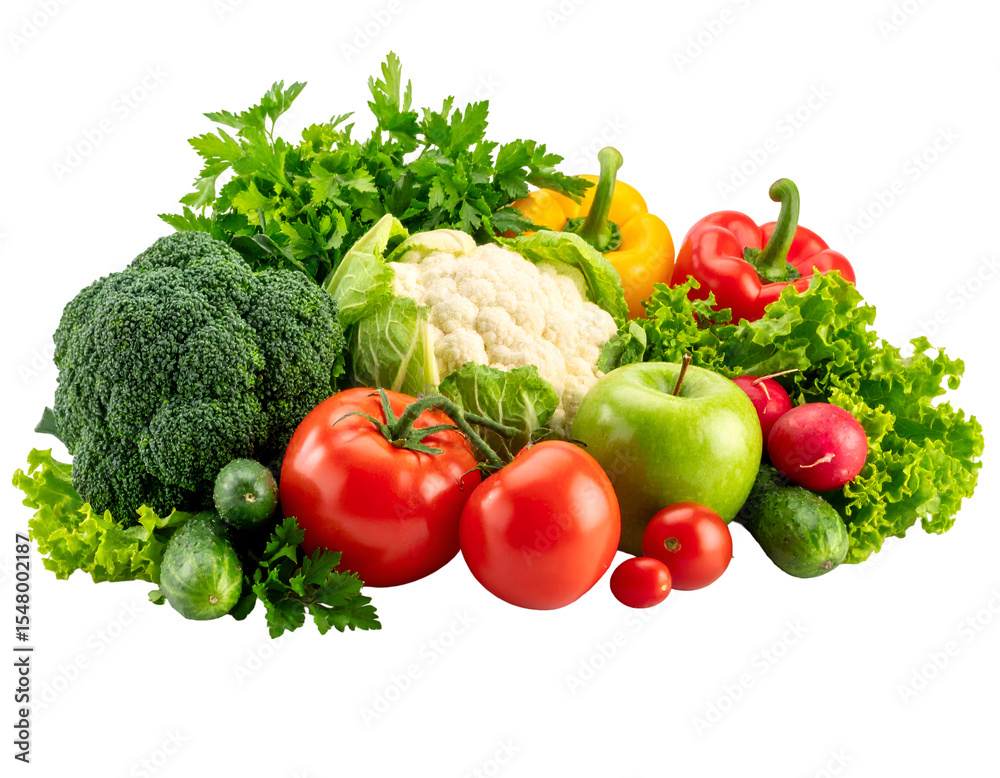 Fresh Vegetables & Fruits with Transparent Background