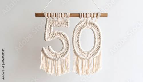Chiffre 50 en macramé 