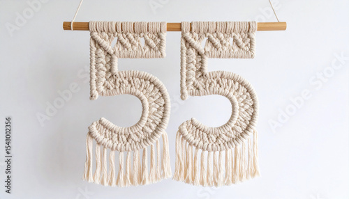 Chiffre 55 en macramé 2