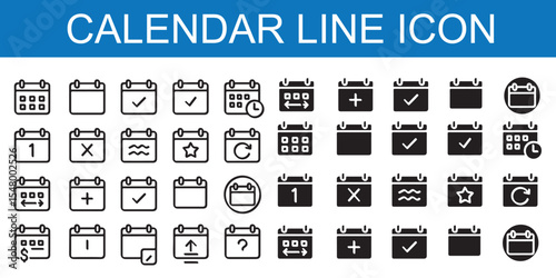 Calendar icon set. calendar planner icons for app, website, ui. reminder organizer event signs. business plan schedule. vector symbol on transparent background. 