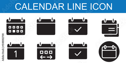 Calendar icon set. calendar planner icons for app, website, ui. reminder organizer event signs. business plan schedule. vector symbol on transparent background. 