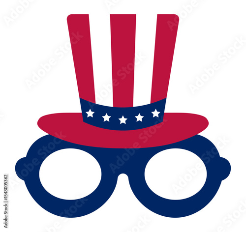 Uncle Sam hat and glasses prop celebrating Independence Day, adding a fun and festive touch to patriotic parties and USA themed events, embodying the spirit of freedom and unity