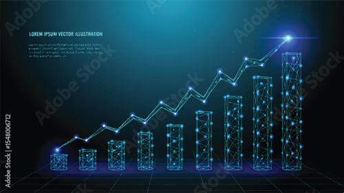Ascending Growth: A futuristic representation of financial growth, with a glowing graph symbolizing success in a business context. 
