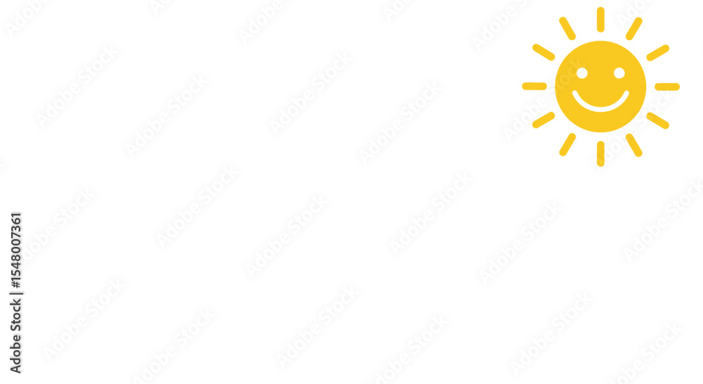 Fototapeta premium Bright sun icon with smiley face representing pets in summer 