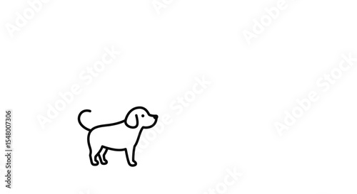 Simple line drawing of a dog representing pets in summer  