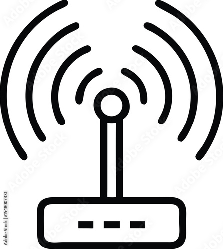 Wifi router icon line art isolated on white background