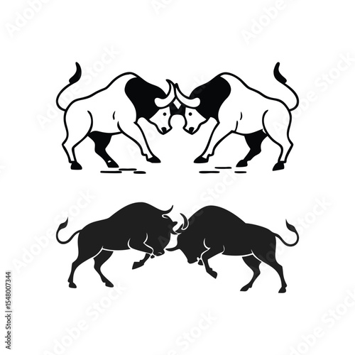 Two bull wood bison fighting