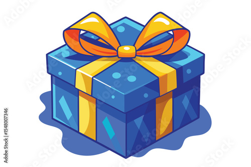 Delightful Blue Gift Box with Yellow Ribbon A Festive Surprise