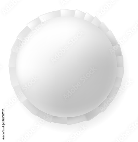 White sphere with a pleated circumference creating a circular frame over a white background, perfect for graphic design projects, web templates, presentations, and more