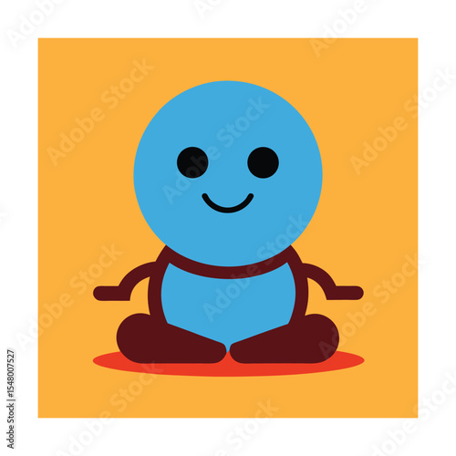 Calm Emoticon Sitting with Legs Crossed