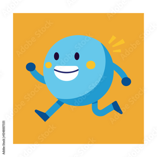 Happy Emoticon Running Fast