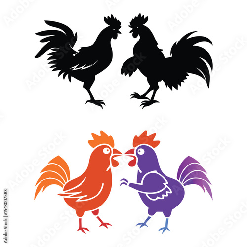 Rooster and hen fighting