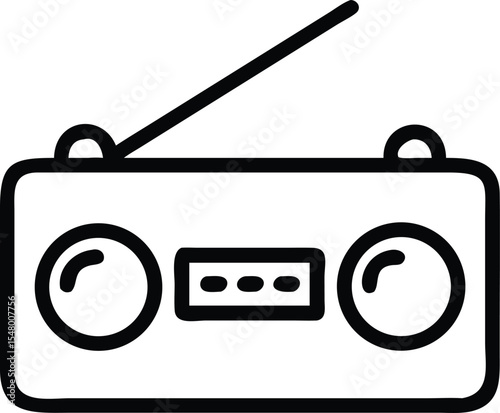 Retro boombox radio icon isolated on white background