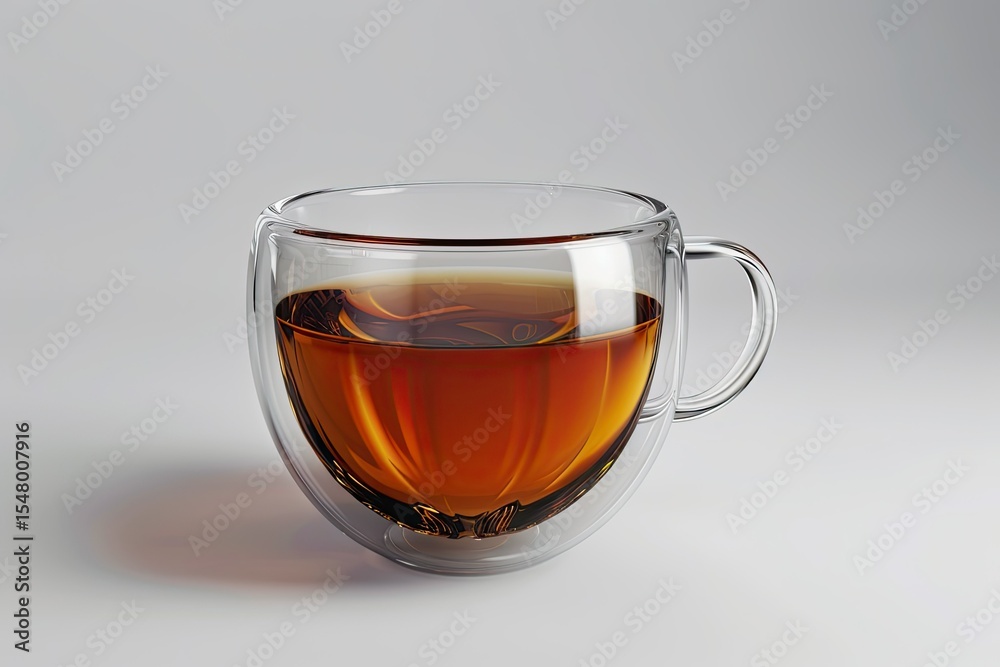 High Resolution Image of Glass Cup of Black Tea Isolated on a White Background 3D Rendering High Resolution Image of Glass Cup of Black Tea Isolated on a White Background 3D Rendering