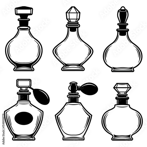 A Collection of Elegant Glass Vessels A Symphony of Fragrance in Vintage Inspired Perfume Bottles Designs Elements