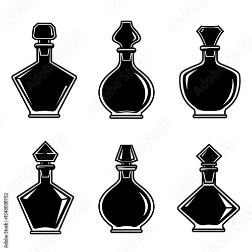 Vintage Perfume Bottle Collection An Array of Exquisite Glass Vases for Fragrances and Aromatherapy Elixirs Decorative and Functional Objects