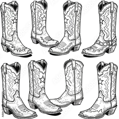Embracing Western Spirit Classic Cowboy Boots Styles Heritage Tradition with Decorative Stitching Comfortable Design and Timeless Appeal