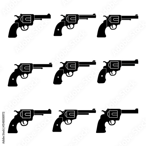Collection of Classic Revolvers Showing Different Models Used Throughout History and Their General Characteristics and Designs