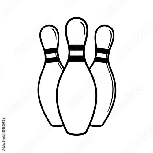 The Three Bowling Pins Stand Ready for a Strike to Happen at Any Moment in the Bowling Alley