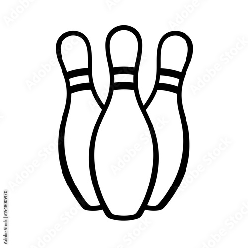 A Close-Up Look at Three Bowling Pins Set Against a White Background Showing Lines and Curves