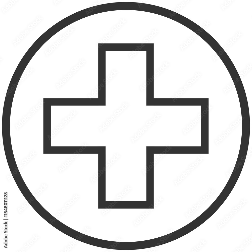 Obraz premium round black outline plus icon