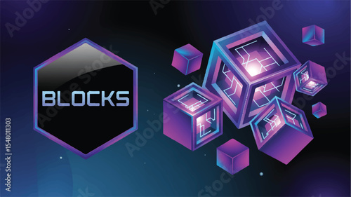Interconnected Blocks of Future: Captivating visuals of glowing futuristic block formations represent the core concepts of technology, innovation, and interconnectedness.