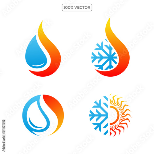 Set of hvac logo design vector premium quality, hvac logo emblem vintage, the best heating and cooling logo template
