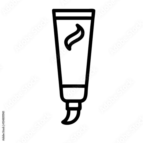 Minimalist vector icon of a tube of toothpaste with a swirl on transparent background