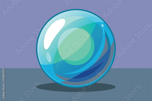 Enchanted Orb A mesmerizing illustration of a translucent sphere with vibrant blue and green hues.