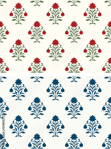 Vintage Botanical Textile Pattern for Fabric Design. Ethnic Textile Pattern with Hand Drawn Floral Motifs.