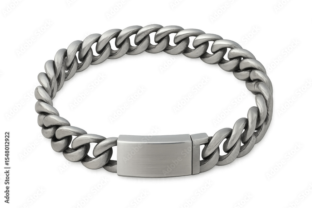 Obraz premium Silver chain bracelet with blank clasp on transparent background