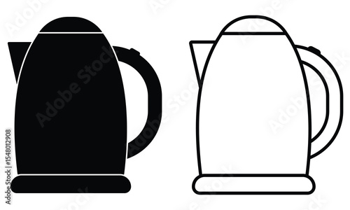 Electric kettle vector isolated on white background. Electric kettle icon vector. Kettle symbol for tea, boiling water, kitchen instrument. Vector illustration.