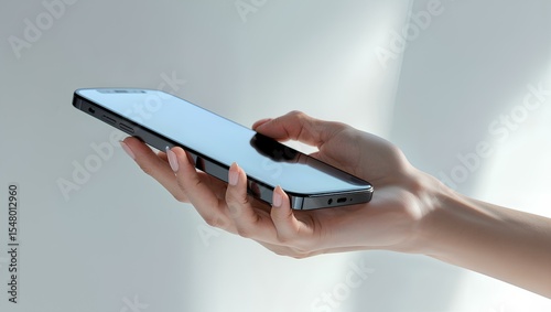 Woman hand using smartphone isolated on white background